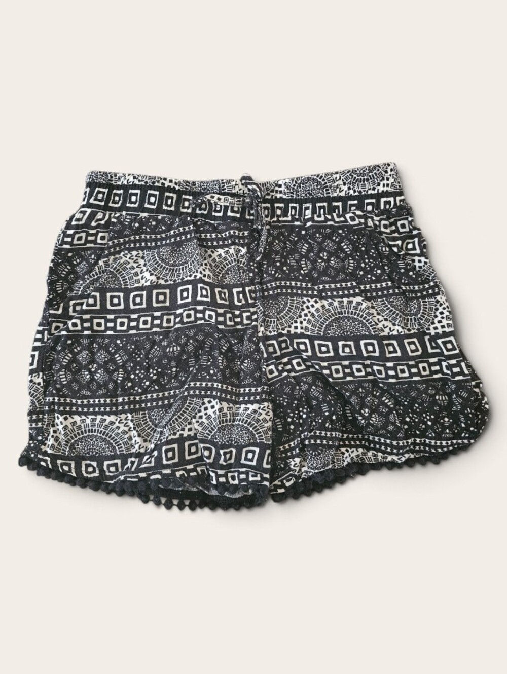 Boho Black & White Printed Girl’s Shorts